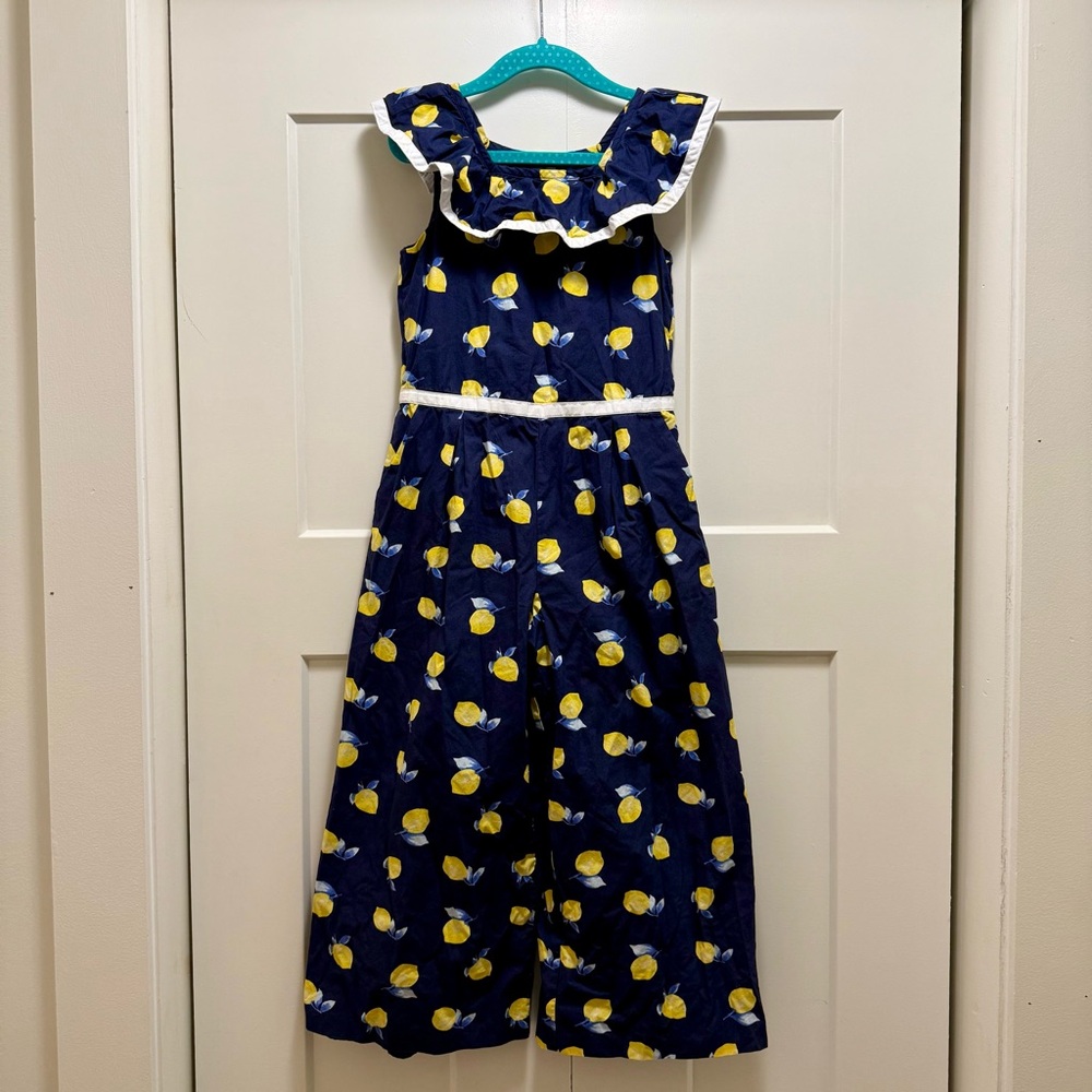 Janie and Jack Lemon Ruffle Trim Jumpsuit